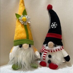 Set of Two Festive Gnome Plushies